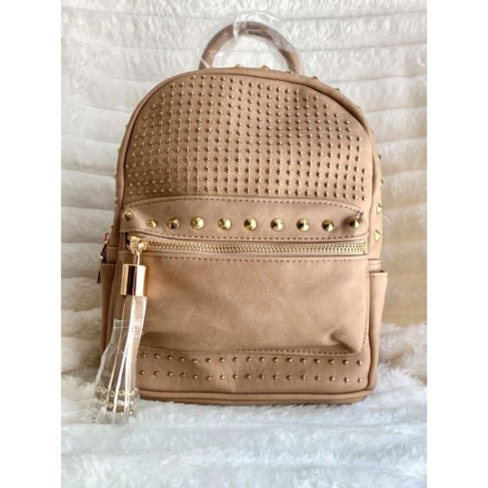 Brentano Sand Beige Studded Mini Backpack Purse NWT